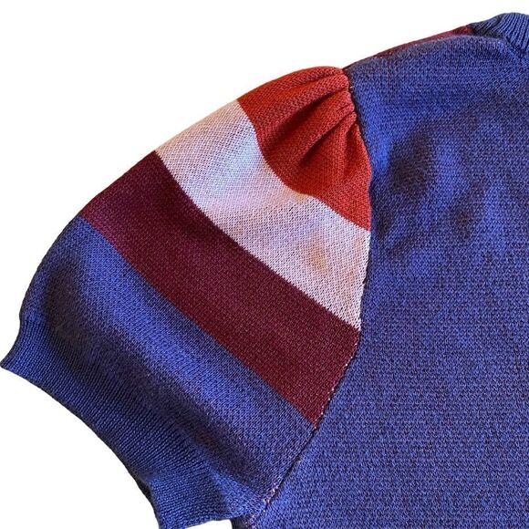 NWOT White Modcoth Chevron Pattern Cap Sleeve Sweater - Picture 7 of 13